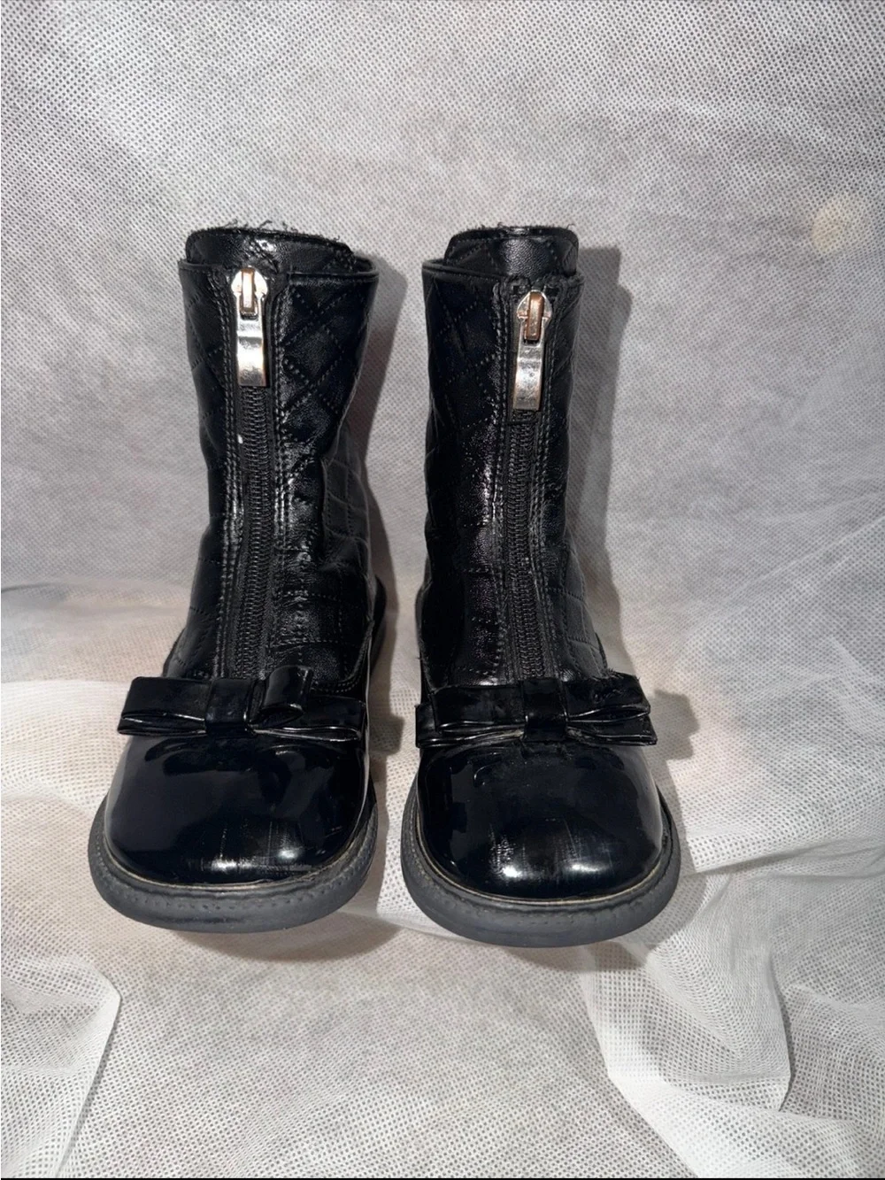 Black Quilted Bow Ankle Boots little girls size 10